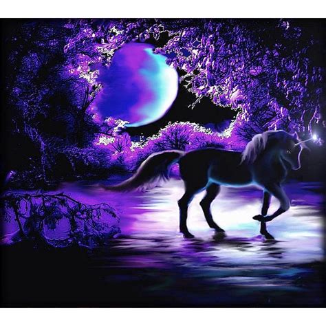 New 5d Diamond Embroidery Kits Cross Stitch Purple Unicorn Home Decor