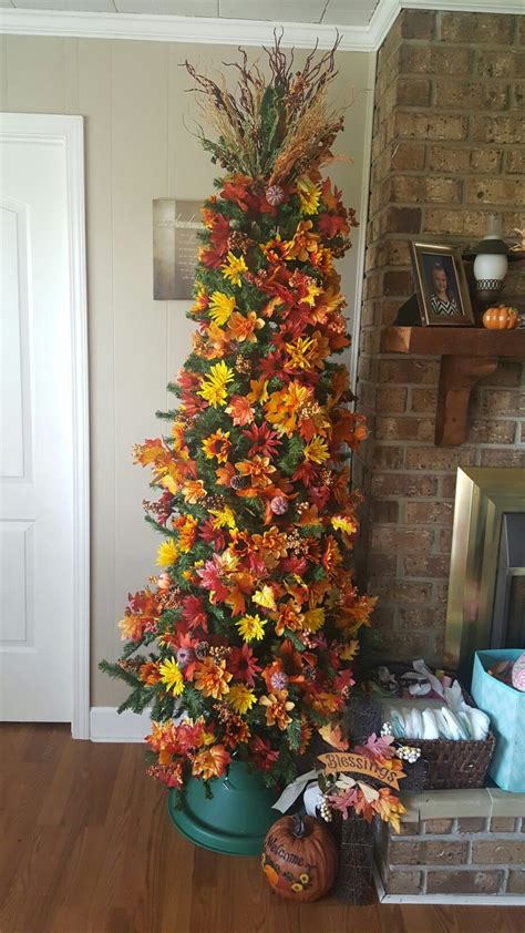Fall Christmas Tree Made With Dollar Tree Decorations
