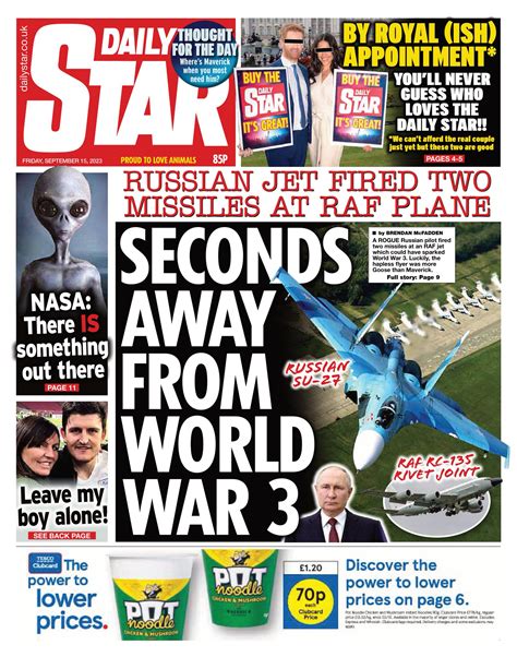 Daily Star Front Page 15th of September 2023 - Tomorrow's Papers Today!