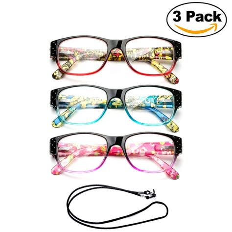 newbee fashion mosaic spring hinge bifocal translucent 1 00 reading glasses 3 pack