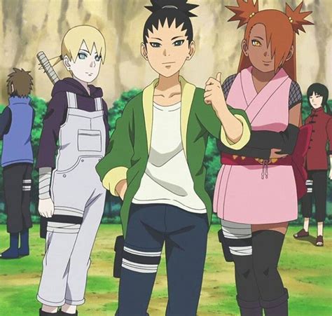 Anime Characters Standing In Front Of Trees And Grass