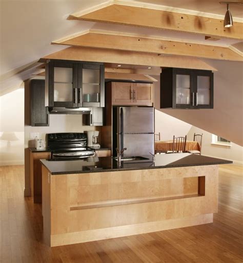 Inspiration for a craftsman galley open concept kitchen remodel in san francisco with shaker cabinets, paneled appliances and medium tone wood cabinets edging between different. 80 Clever Small Island Ideas for Your Kitchen for 2018 | Formica countertops, Half walls and ...