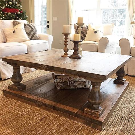 Keep belt perpendicular to plank joints and move back and forth a custom coffee table is a great way to make a unique statement and show off your diy skills without breaking the bank. Large Square Rustic Baluster Wide Plank Coffee Table ...