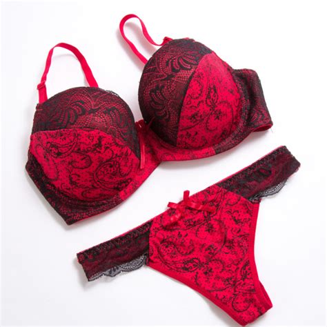 Sexy Bra And Thong Set Lace Color Matching Underwear Plus Size