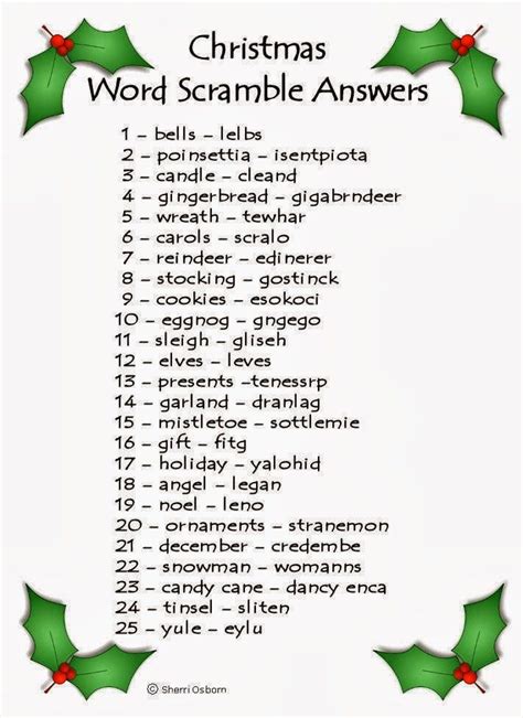 Christmas Word Scramble Christmas Words Christmas Party Games