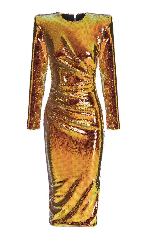 Alex Perry Synthetic Kelsey Sequin Embellished Ruched Midi Dress In