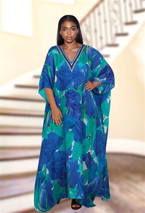 Kaftan Floral Print Silk Kaftan Handmade Kaftan Beach Dress Beautiful Designer Wear Beaded Silk