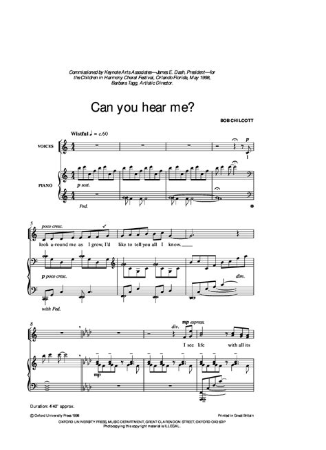 Can You Hear Me Sa By Bob Chilcott Jw Pepper Sheet Music