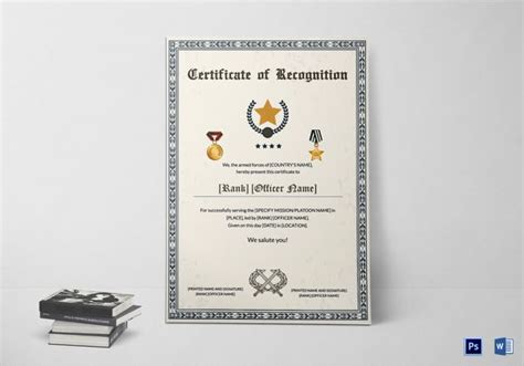 Army Thank You Certificate Of Service Design Template In Psd Word