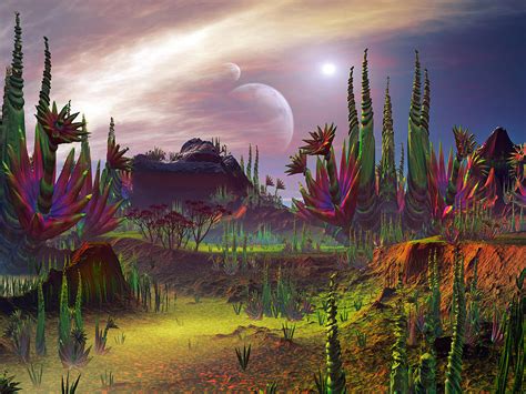 Strange Plant Formations In An Alien Garden Digital Art By Spinning Angel Pixels