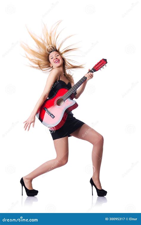 Female Guitar Player Stock Image Image Of Electric Melody 30095317