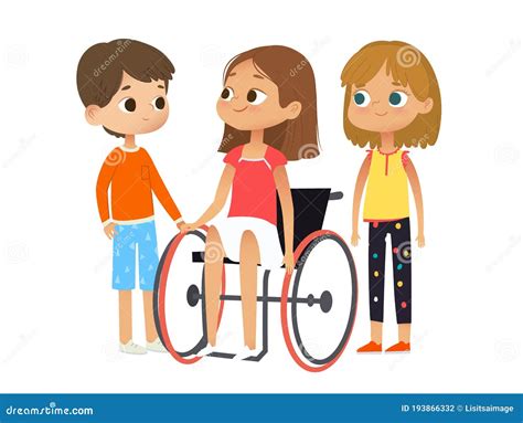 Caring Disabled Person Handicapped People With Group Of Friends Friendly Help And Care To