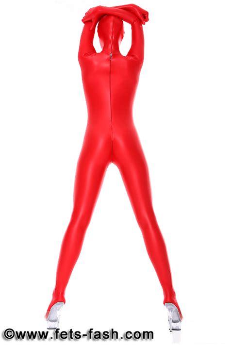 Fets Fash Catsuit Elastane Red Zip Female Size Xl