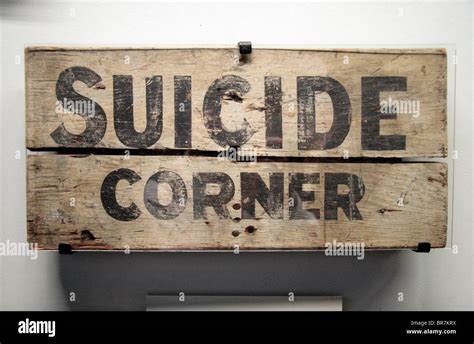 Close Up Of A World War One Trench Name Suicide Corner Sign On