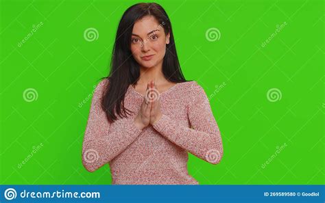 Young Woman Sincerely Praying To God Forgive Me Begging Apology Asking For Help Pleading
