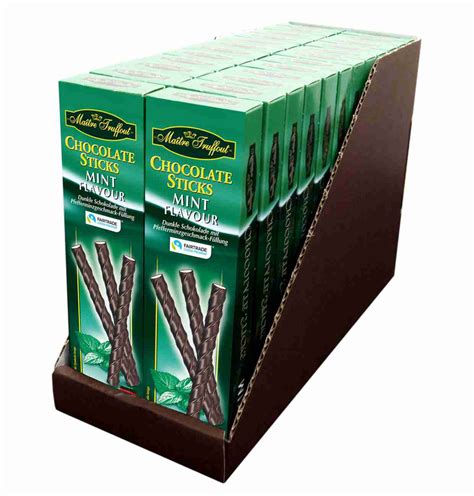 Maître Truffout Dark Chocolate Sticks Mint Flavour 75g Fairtrade