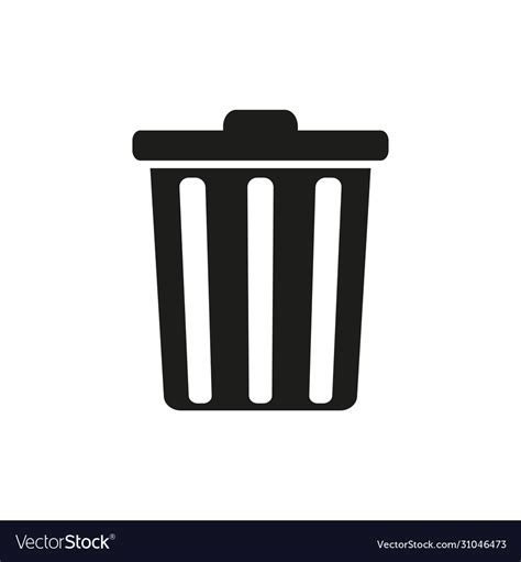 Trash Can Black Delete Button Icon Royalty Free Vector Image