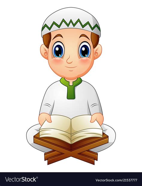 Boy Read Quran The Holy Book Of Islam Royalty Free Vector