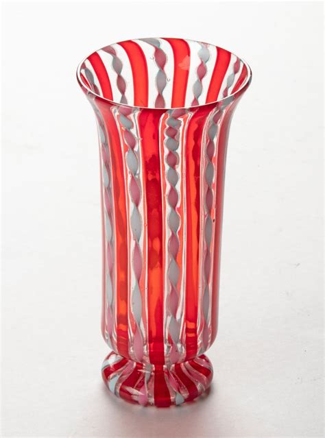 Mid Century Modern Murano Glass Vase With Ribbons And Swirls For Sale At 1stdibs