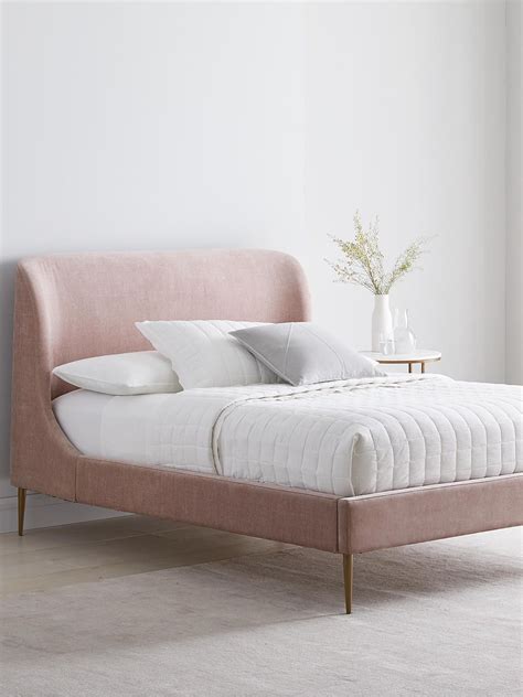 West Elm Lana Upholstered Bed Frame Double Light Pink In 2020