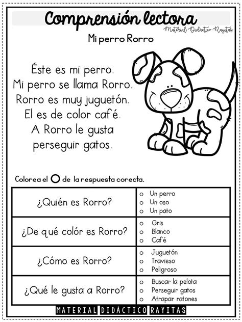 Comprensión Lectora Reading Comprehension Kindergarten Spanish