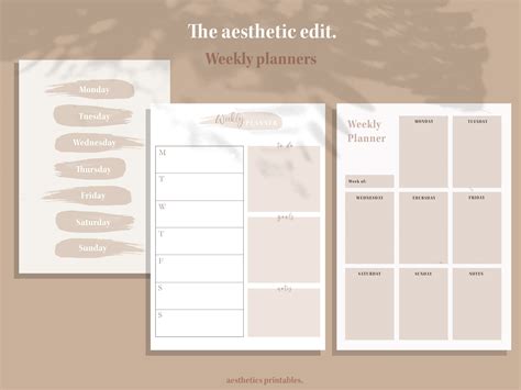Weekly Printable Planner The Aesthetic Edit A4 Original Etsy