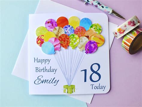 18th Birthday Card Personalised Age 18 Birthday Balloons