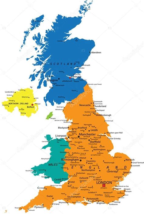 Mappa Politica Variopinta Del Regno Unito Vettoriale Stock Di