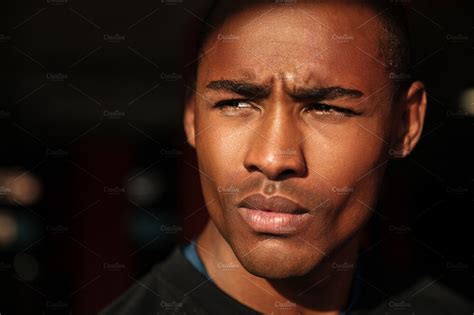 Close Up Portrait Of A Handsome Young African Man High Quality Sports