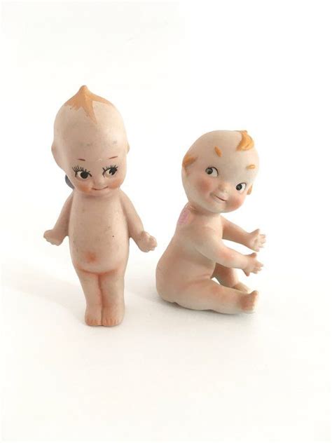 Kewpie Dolls Bisque Figures Set Of 2 Vintage Standing Sitting Babies