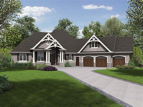Craftsman Style House Plan 81218 With 3 Bed 4 Bath 3 Car Garage
