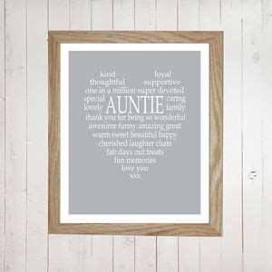 Personalised Aunty Auntie Uncle Print By Tillybob And Me