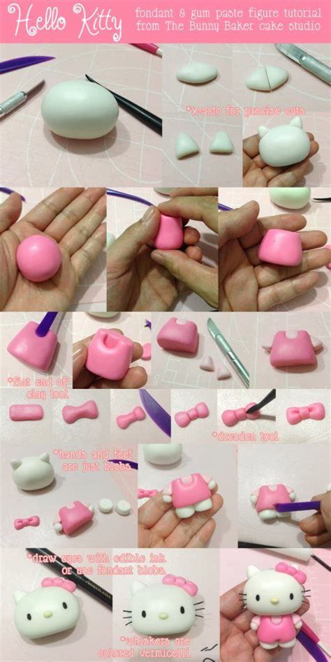 Tutorial On How To Make A Hello Kitty Fondant Or Gum Paste Cake Topper
