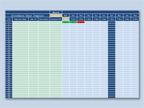 Excel Of Employee Attendance Sheetxlsx Wps Free Templates
