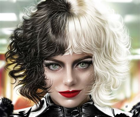 download a woman with a black and white hair and red lipstick