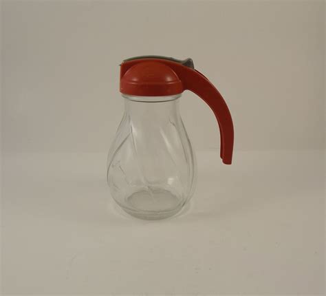 Vintage Hazel Atlas Syrup Pitcher With Red Lid Please View Etsy