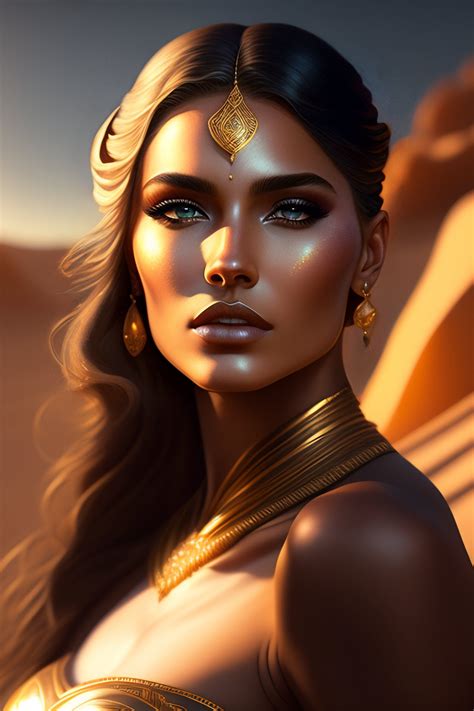Lexica A Beautiful Cinematic Female Sand Goddess Glow Golden Tatto