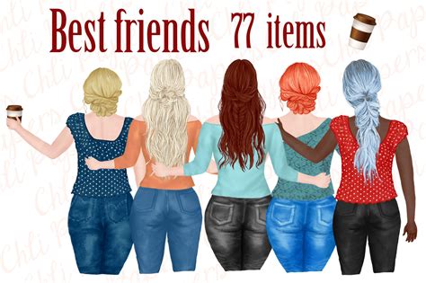 Best Friends Clipart Plus Size Girls Portrait Creator By Chilipapers Thehungryjpeg