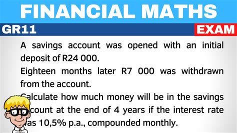 Financial Maths Grade 11 Exam Youtube