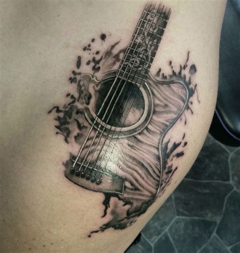 No matter if you play an acoustic or electric, one thing is certain, you're bound to be inspired by these top 65 best guitar tattoos for men. Tricky guitar shoulder piece | Tattoo ideas | Pinterest ...