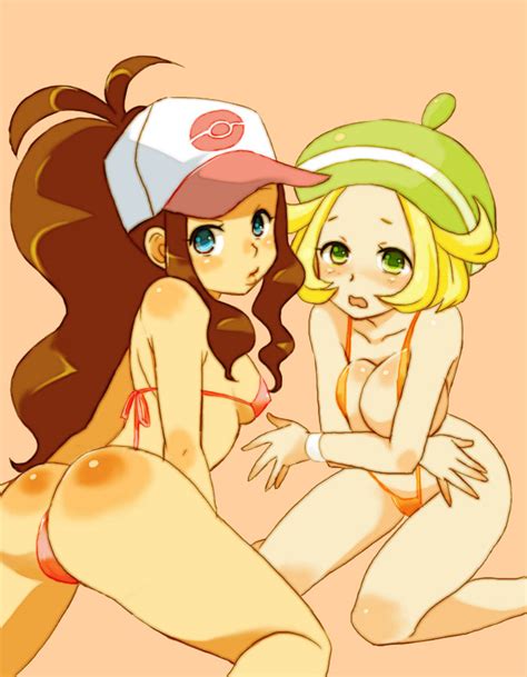 Rule 34 2girls Artist Request Ass Bianca Pokemon Bikini Blush Breasts Cleavage Covering