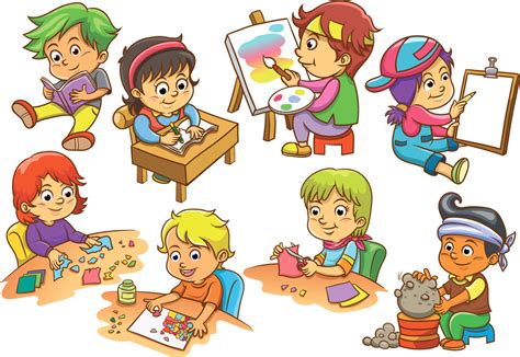 Cartoon Kids Activity Background Fun Activities At School Clip Art