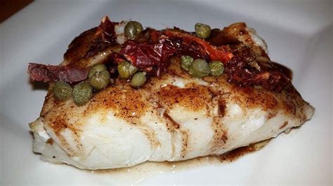 [homemade] Chilean Sea Bass With Capers And Sun Dried Tomatoes In A Balsamic Brown Butter Sauce