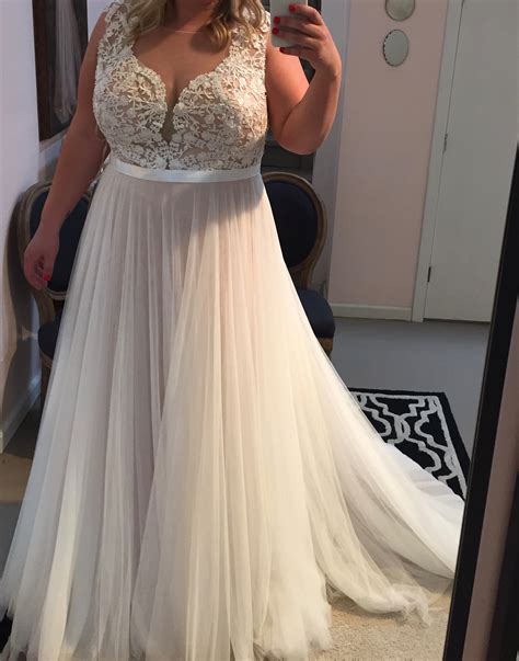 Lace Appliqued Soft Tulle Beach Wedding Dressesplus Size Summer