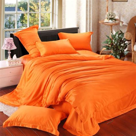 Orange Solid Luxury Comforter Bedding Set King Size Queen Duvet Cover