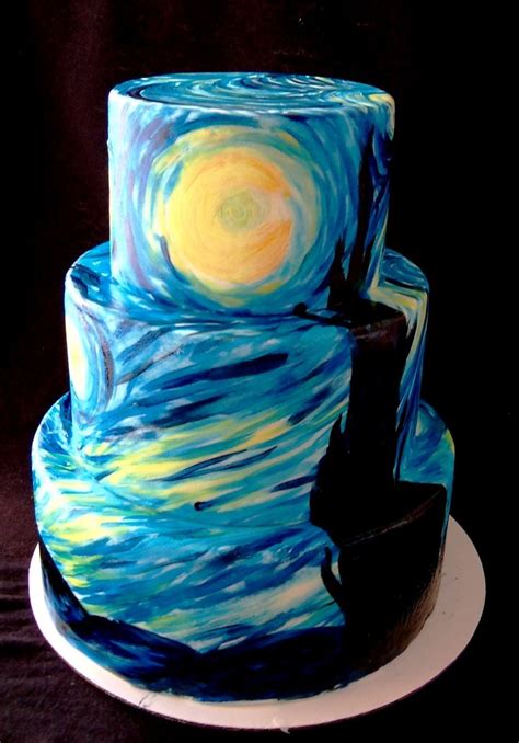 Starry Night Display Cake — Blue Cake Display Cute Cakes Fancy Cakes