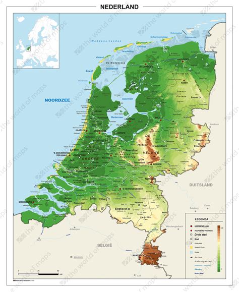 Physical Digital Basic Map The Netherlands 1413 | The World of Maps.com