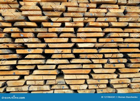 Stacks Of Wooden Boards Stacked On Top Of Each Other Stock Image