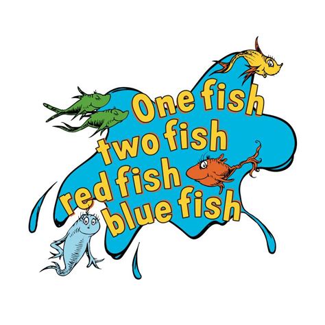 Dr Seuss One Fish Two Fish Blue Fish Red Fish Svg Dig