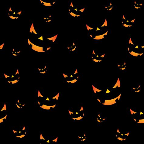 Halloween Seamless Pattern Illustration With Pumpkins Scary Faces On